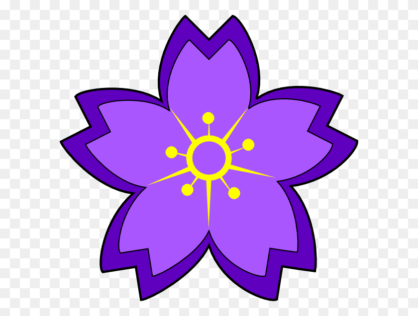 600x576 Purple Flower Clip Art - Flower Petal Clipart