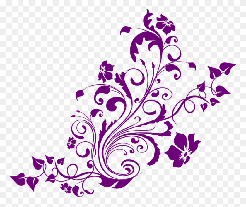827x690 Imágenes Prediseñadas De Flor Púrpura Floral Púrpura - Clematis Clipart