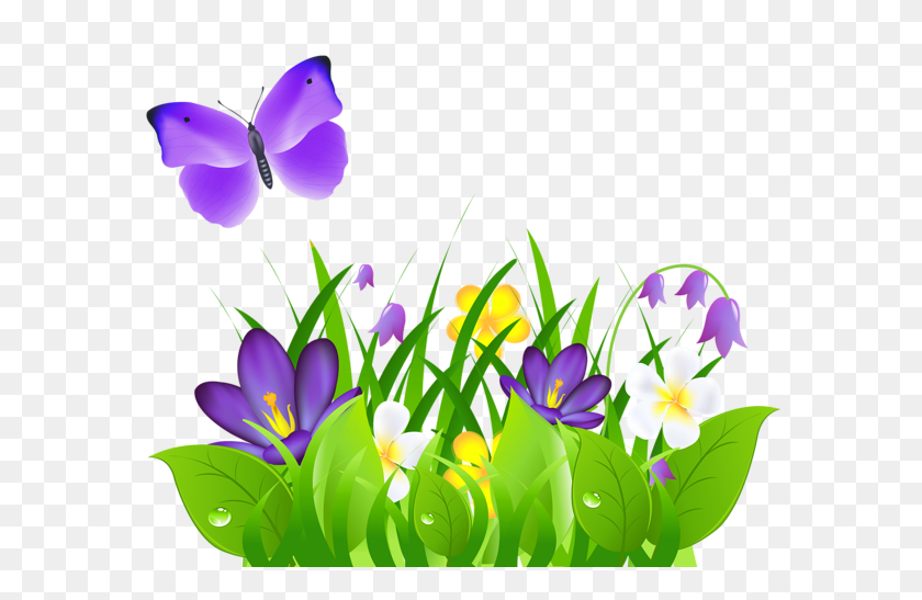 600x487 Purple Flower Clipart Spring Clip Art - Rustic Floral Clipart