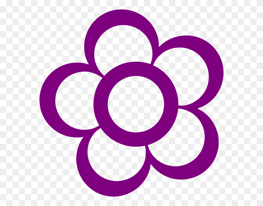588x598 Purple Flower Outline Png, Clip Art For Web - Flower Outline PNG