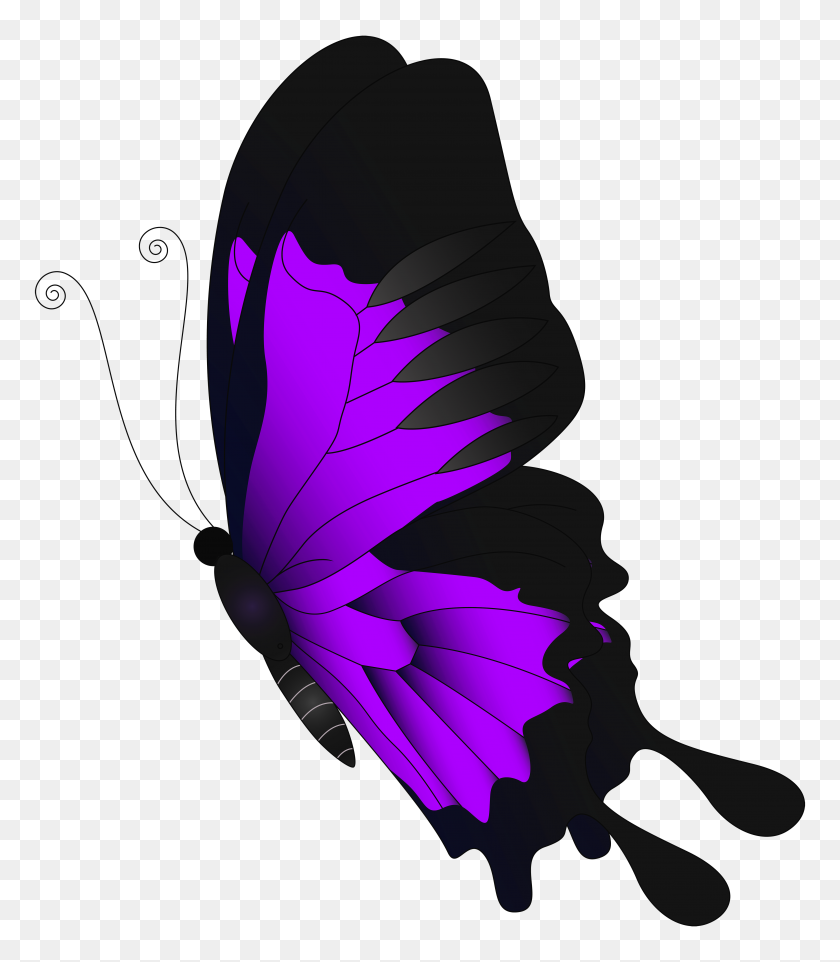 4323x5000 Purple Flying Butterfly Png Clip - Free Butter Clipart