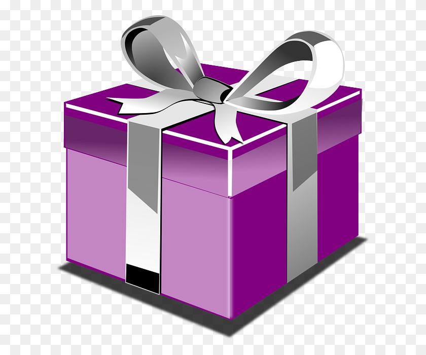 623x640 Фиолетовый Подарок - Клипарт С Фиолетовой Лентой