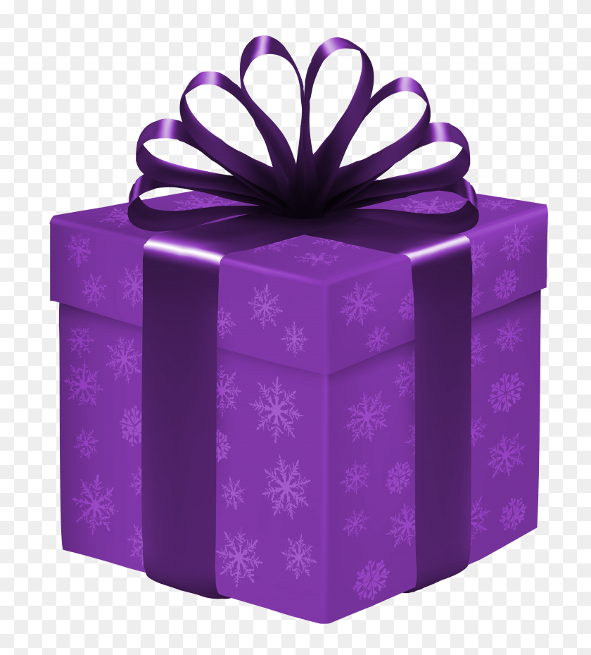 3583x4000 Purple Gift Box With Snowflakes Png Clipart - Box PNG