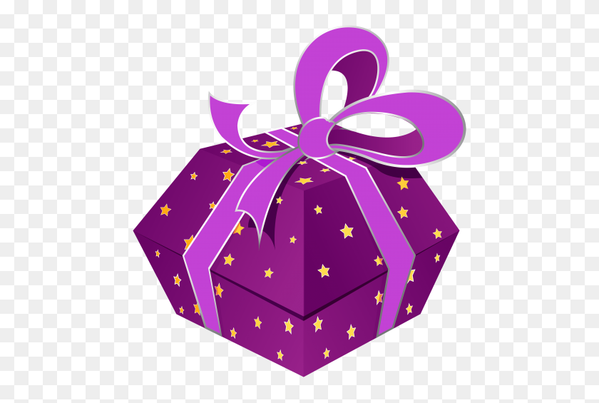 480x505 Purple Gift Box With Stars Png - Stars PNG Transparent
