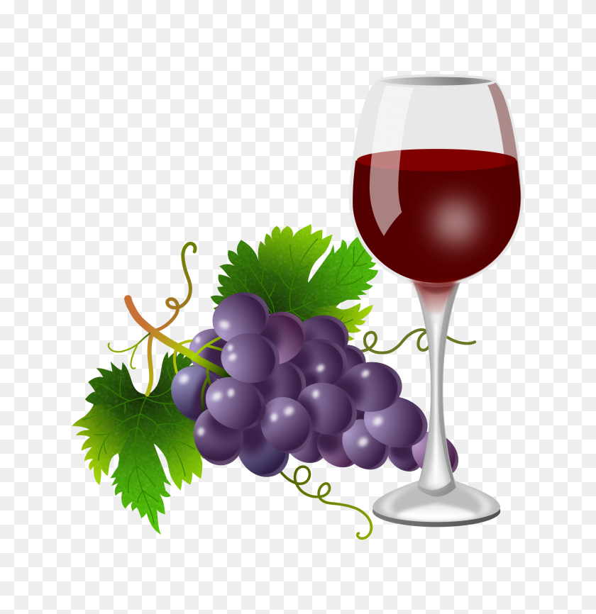 Wine Grapes Clip Art, Wine Bottle And Glass Vector Clipart - Wine ...