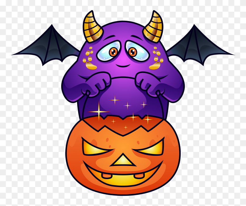6185x5120 Purple Halloween Monster Png Clipart - Monster PNG
