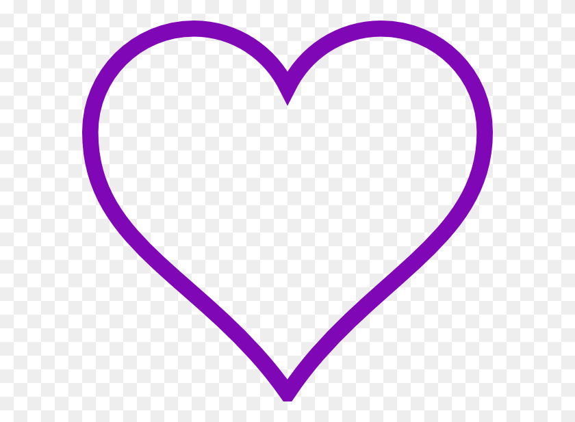 600x557 Purple Heart Outline Clip Art - Almost There Clipart