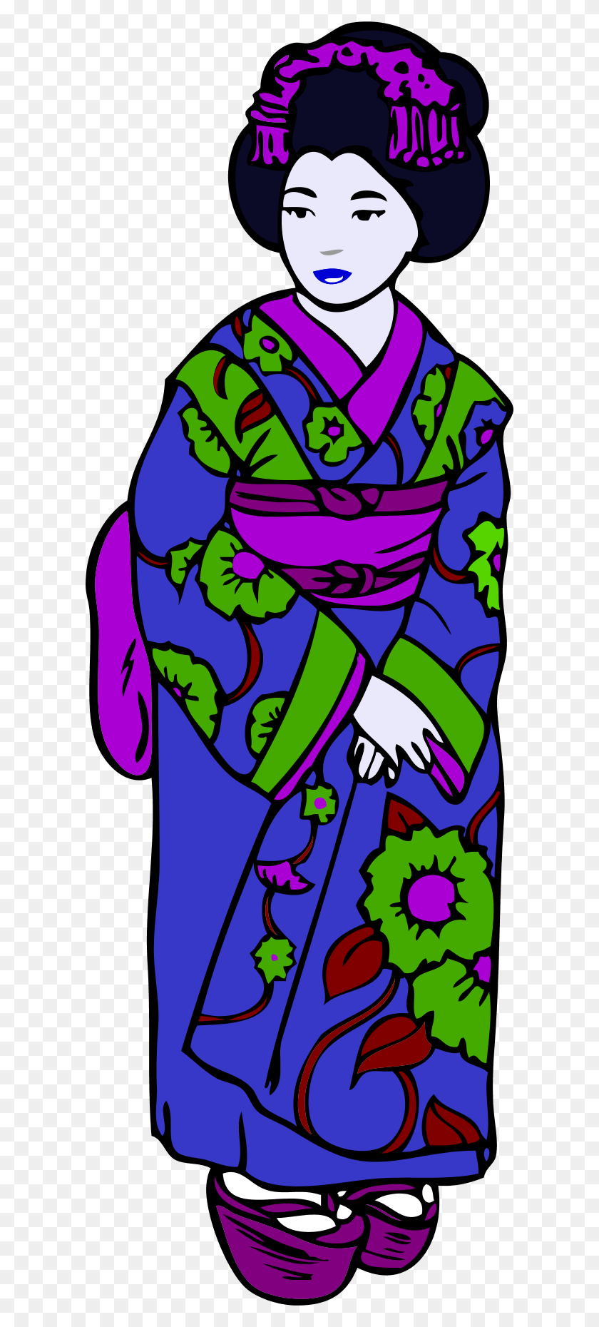 600x1800 Imágenes Prediseñadas De Kimono Púrpura - Clipart De Kimono