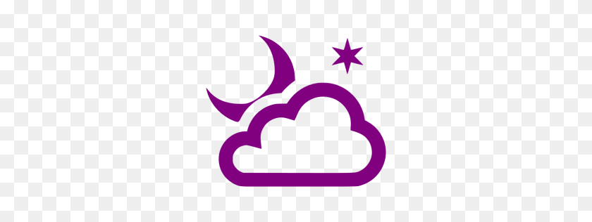 256x256 Icono Púrpura De La Noche Parcialmente Nublada - Clipart Parcialmente Nublado