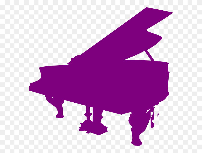 600x575 Purple Piano Silhouette Clip Art - Piano Clipart