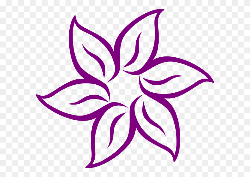 600x536 Purple Pink Flower Png, Clip Art For Web - Purple Clipart