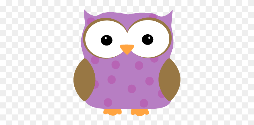 354x355 Purple Polka Dot Owl Owls Owl Clip - Name Tag Clipart