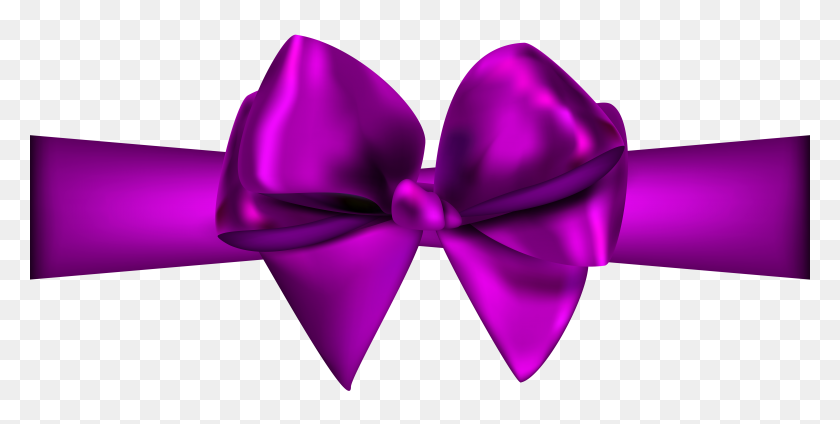 7000x3274 Purple Ribbon With Bow Png Clip Art - Purple Bow Clipart
