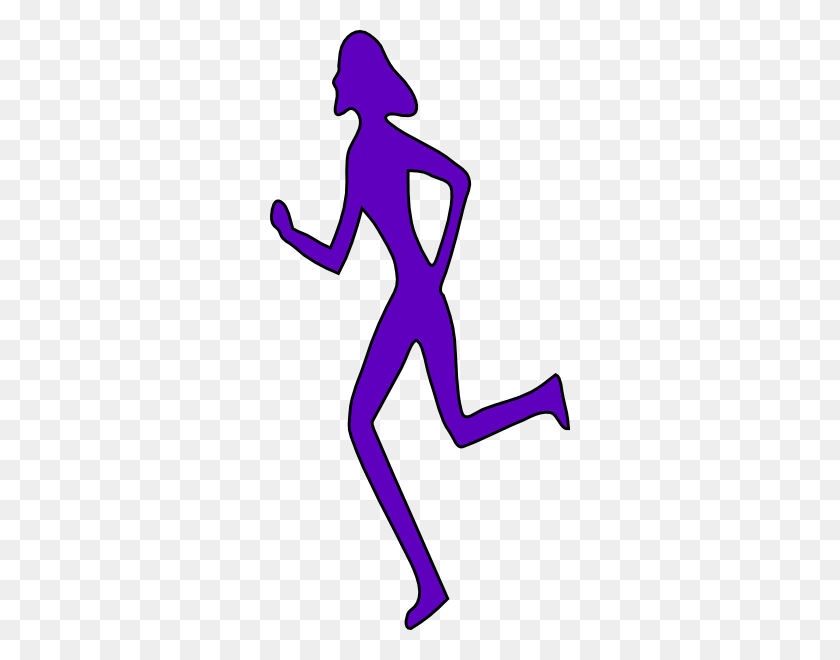 300x600 Purple Running Girl Clip Art - Female Runner Clipart