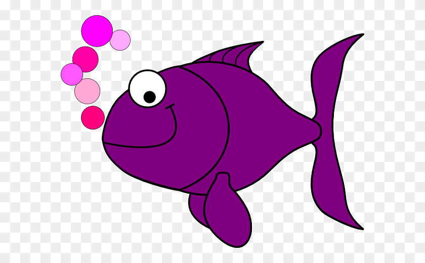 600x460 Фиолетовая Улыбающаяся Золотая Рыбка Картинки - Золотая Рыбка Клипарт