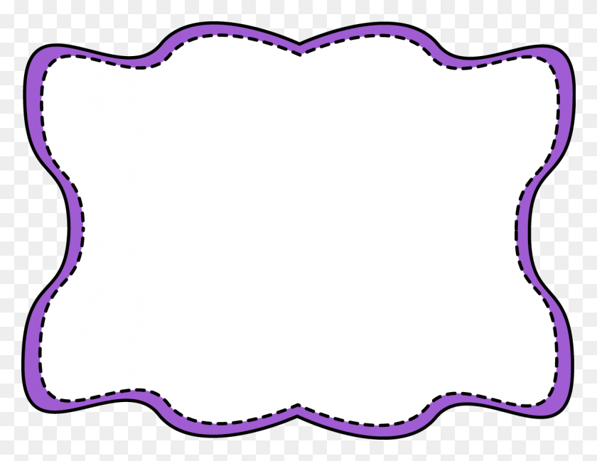 1162x878 Фиолетовая Волнистая Сшитая Рамка - Прямоугольная Рамка Клипарт