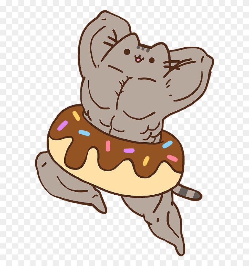 Pusheen Muscle Donut Cute Kawaii Im Not Sorry If Your - Простите Клипарт