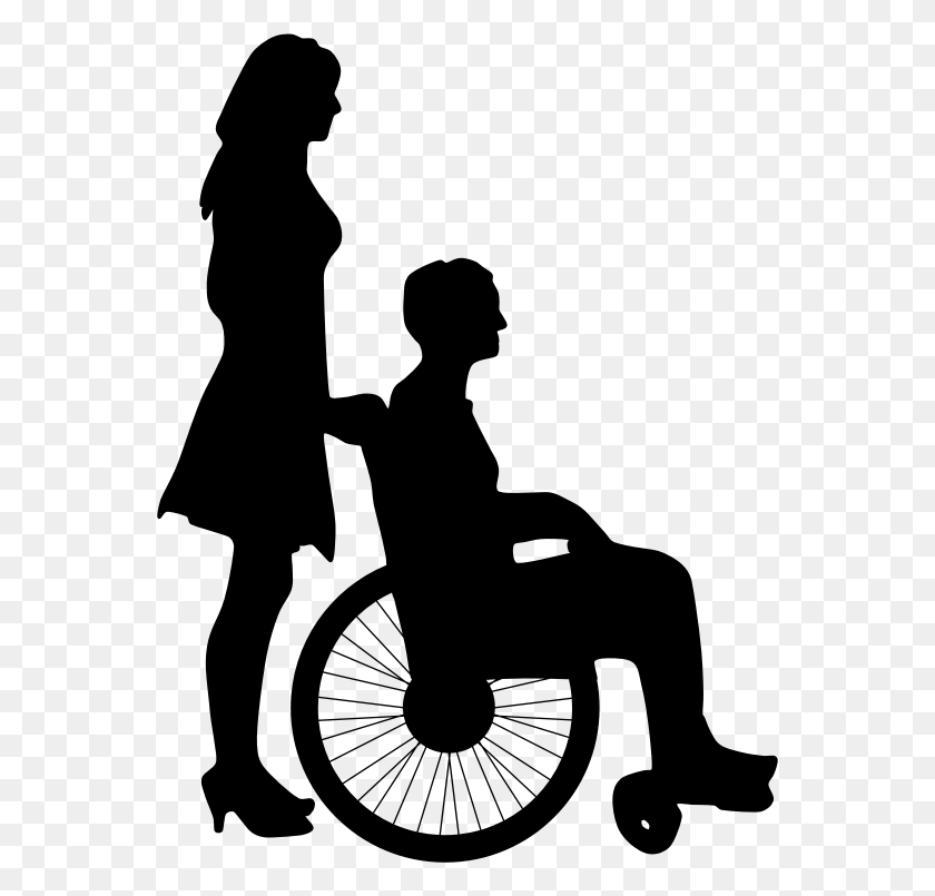 558x745 Pushing Wheelchair Png Transparent Pushing Wheelchair Images - Wheelchair Clipart Black And White