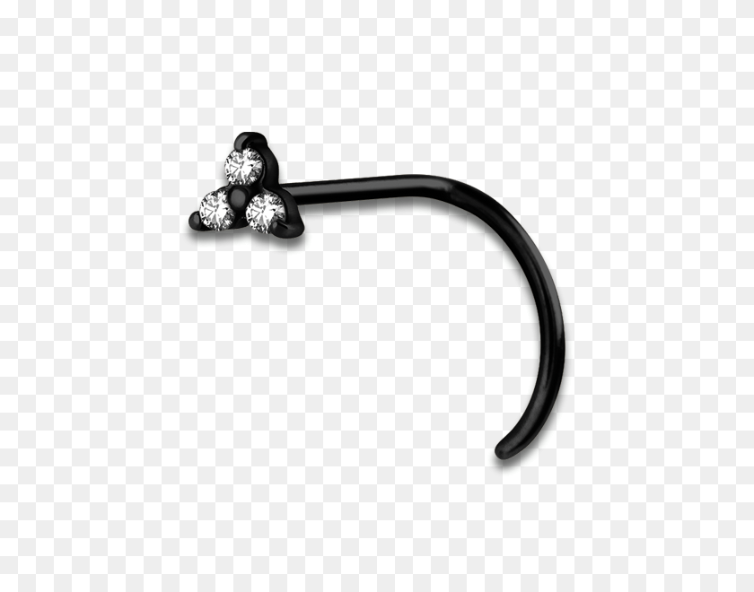 600x600 Pvd Black Steel Trinity Nose Stud - Nose Piercing PNG