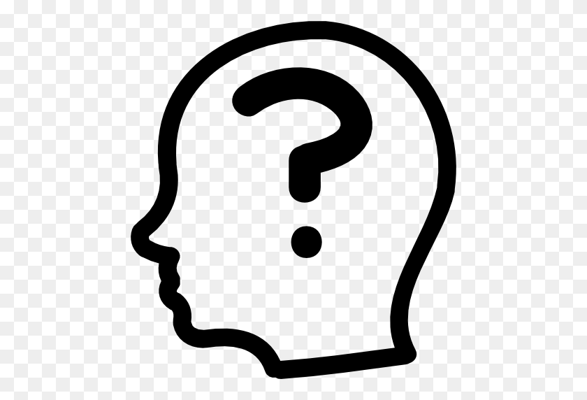 512x512 Question Mark Inside A Bald Male Side Head Outline - Question PNG