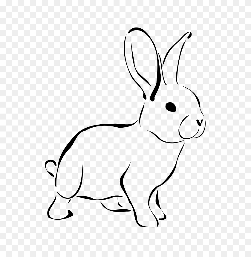 566x800 Rabbit Black And White Bunny Clipart - Bunny Head Clipart