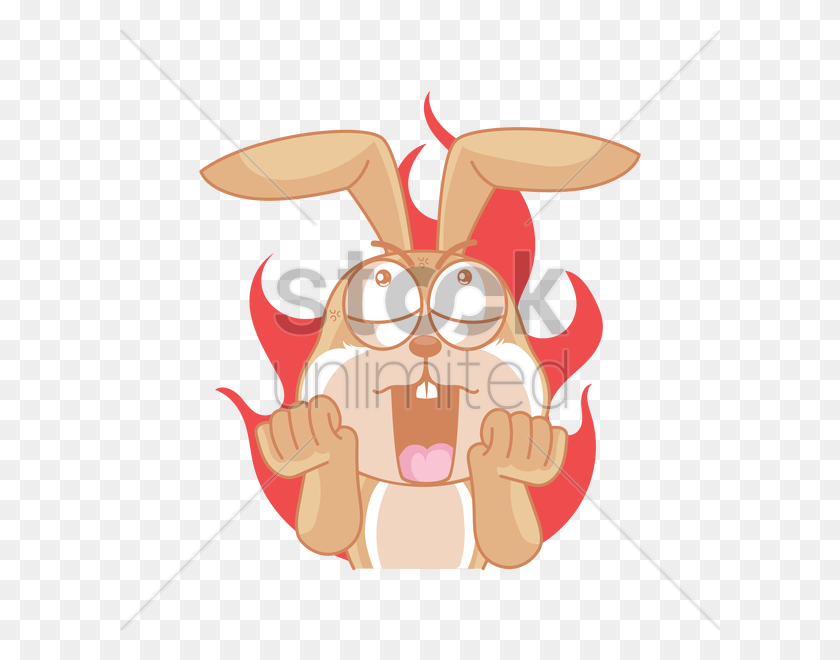 600x600 Rabbit Character Expressing Determination Vector Image - Determination Clipart