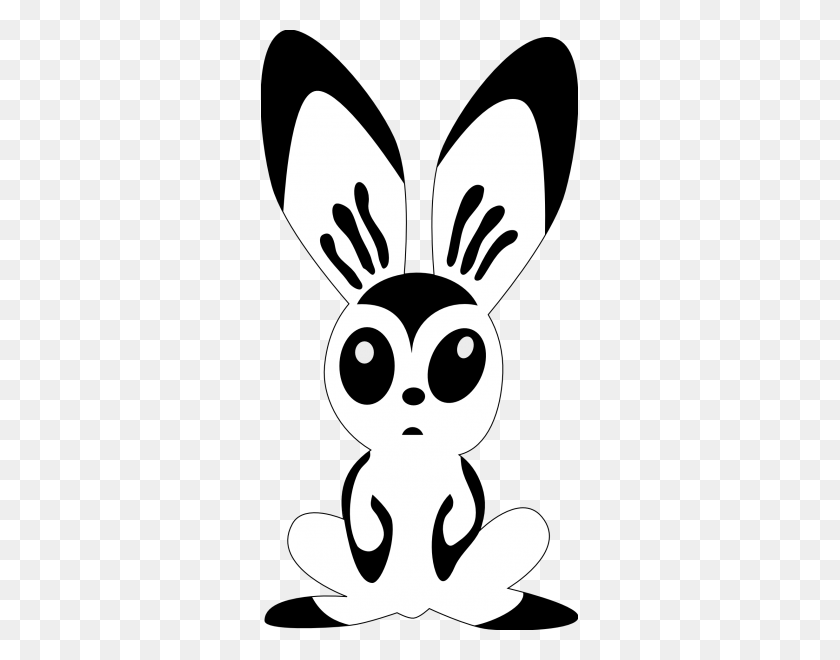 317x600 Кролик Клипарт Черно-Белые Красивые Картинки - Кролик Клипарт Черный И Белый