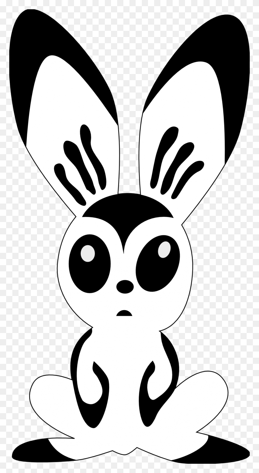 999x1888 Кролик Клипарт Черно-Белые Красивые Картинки - Уши Кролика Клипарт Черный И Белый
