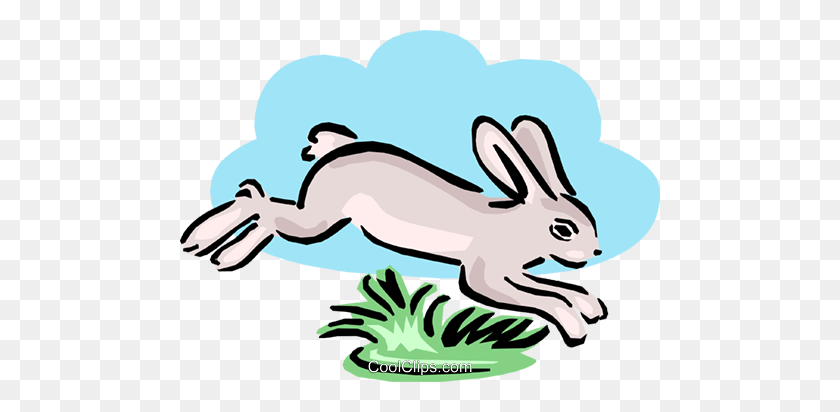 480x352 Rabbit Hopping Away Royalty Free Vector Clip Art Illustration - Bunny Hopping Clipart