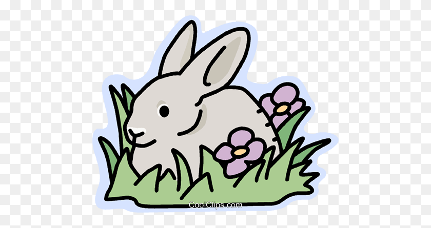 480x385 Rabbit In The Grass Royalty Free Vector Clip Art Illustration - Free Grass Clipart