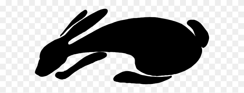 600x261 Кролик Силуэт Картинки Бесплатный Вектор - Пасхальный Кролик Клипарт Черно-Белый