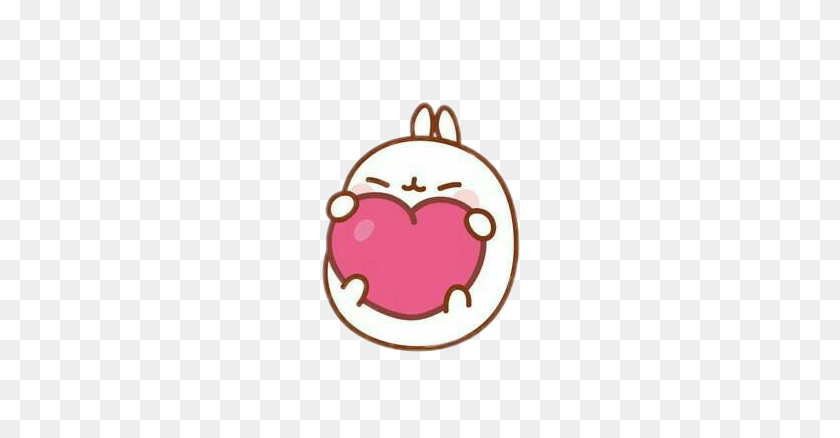 447x378 Rabbitholdingheart Cute Molang Kawaii Heart Pinkue Pink - Molang PNG