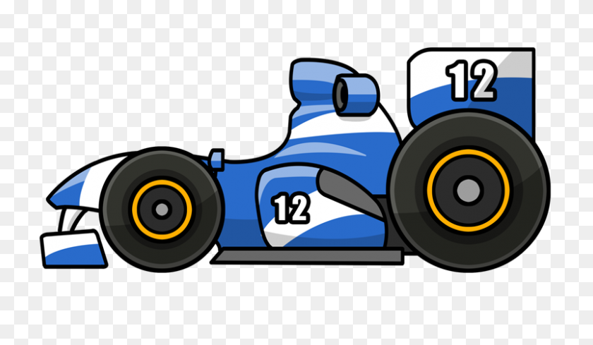 800x441 Race Car Cartoon Group With Items - Race Track Clipart