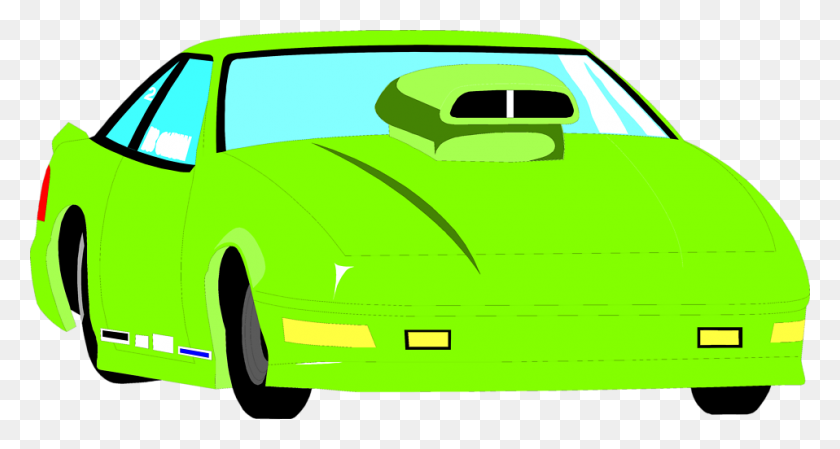 958x478 Зеленый Гоночный Автомобиль - Передняя Часть Автомобиля Клипарт
