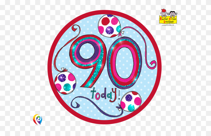 600x480 Rachel Ellen Age Birthday Multi Colour Badge - 90th Birthday Clipart
