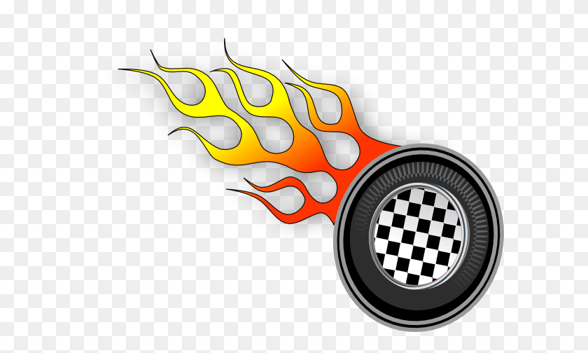 600x444 Racing Wheels Illustration Clip Art At Clker Com - Race Car Flames Clipart