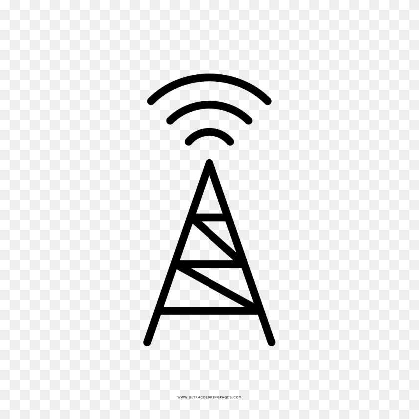 1000x1000 Radio Tower Coloring Page - Radio Tower PNG