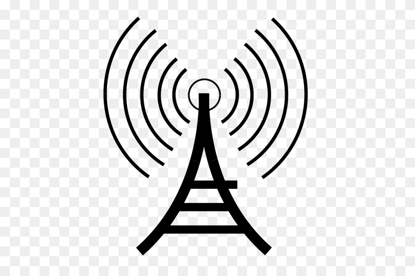 425x500 Radio Tower Vector Image - Tower Clipart Black And White