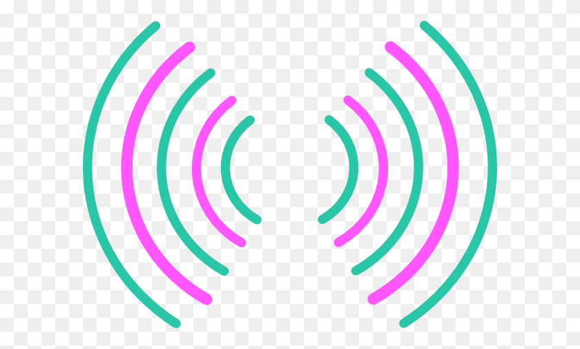 600x445 Radio Waves Pink Turquoise Png, Clip Art For Web - Wave Clipart PNG