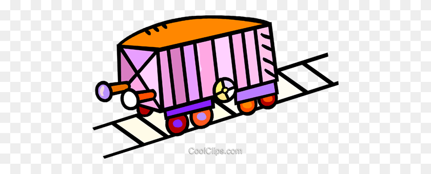 480x280 Railcar On Train Tracks Royalty Free Vector Clip Art Illustration - Train Car Clipart