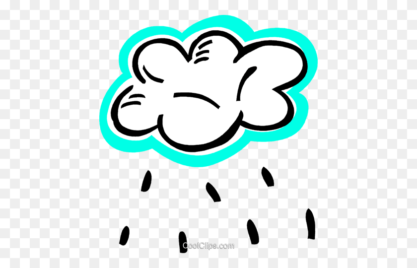 440x480 Rain Clouds With Rain Royalty Free Vector Clip Art Illustration - Rainstorm Clipart