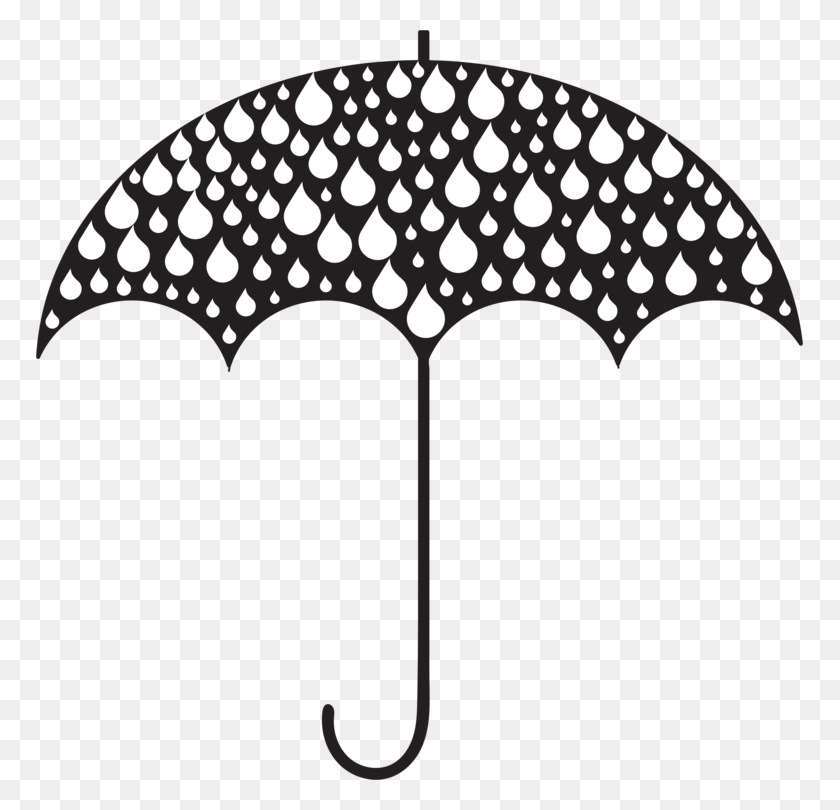 767x750 Зонтик Облака Силуэт Капли Дождя - Дождь Клипарт
