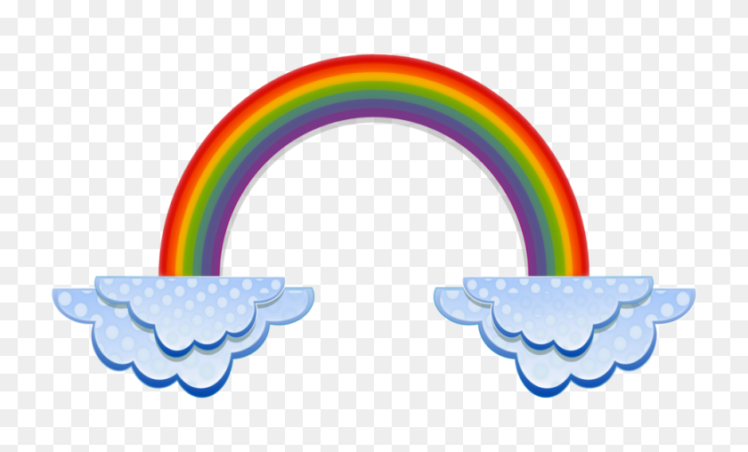 958x551 Rainbow And Smiling Clouds Clip Art - Cloud Clipart Transparent Background