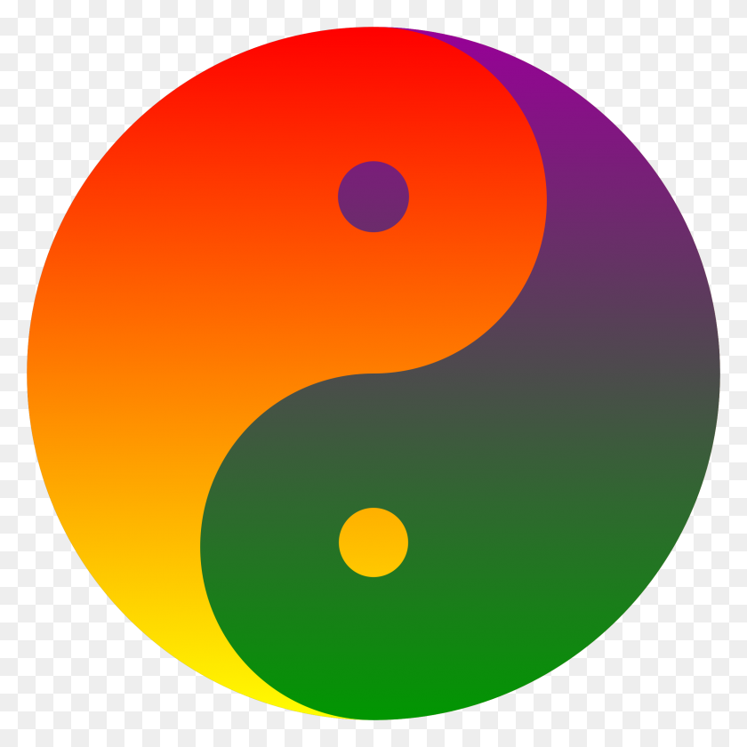 2372x2372 Rainbow Blend Yin Yang Iconos Png - Yin Yang Png