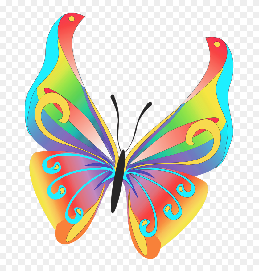 694x820 Rainbow Butterfly Clipart - Rainbow Clipart Image