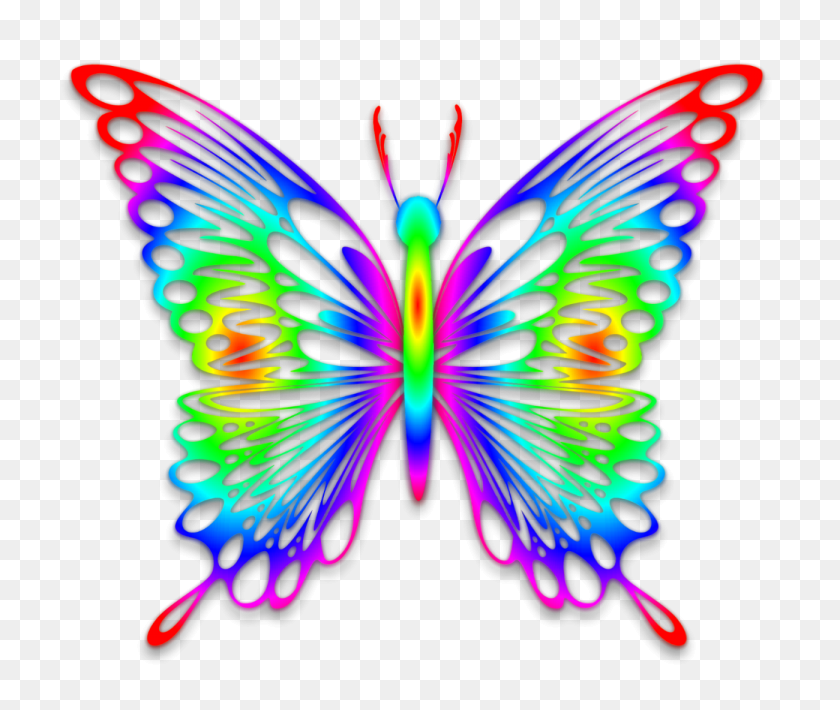 1300x1084 Rainbow Butterfly Clipart Line - Rainbow Line PNG
