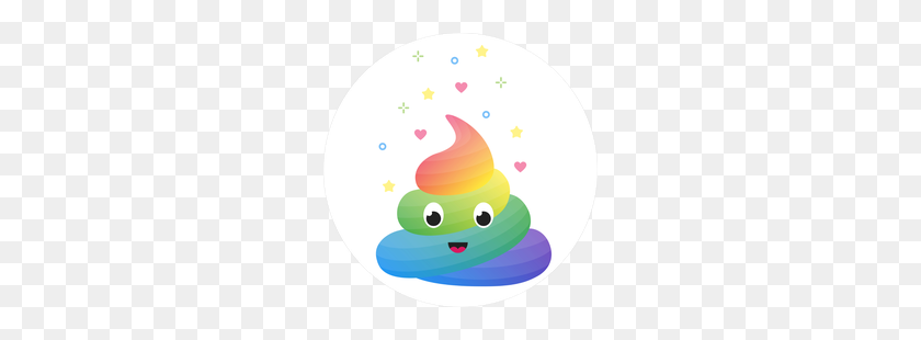 250x250 Радужные Автомобильные Наклейки И Переводные Картинки - Rainbow Poop Emoji Clipart