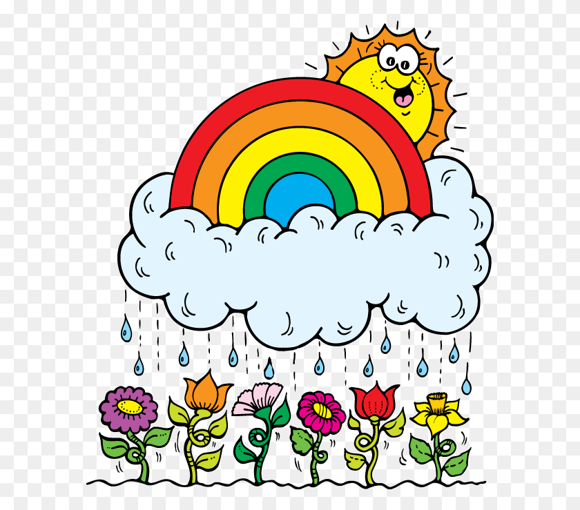 590x679 Rainbow Clipart April - Rainbow Cloud Clipart