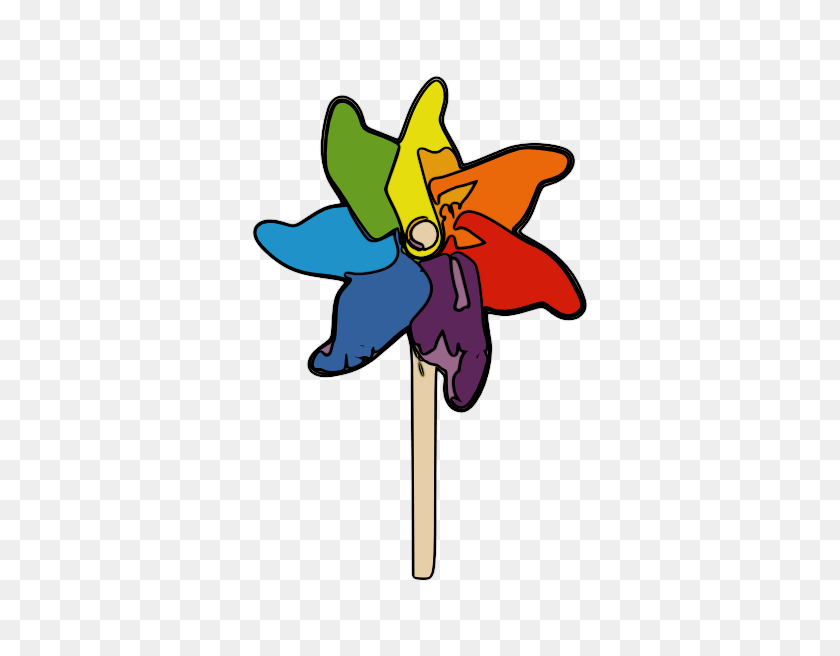 396x596 Rainbow Clipart Pinwheel - Rainbow Flower Clipart