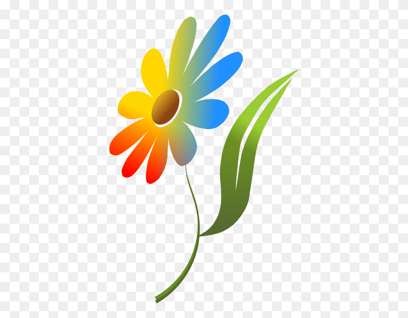 390x594 Rainbow Daisy Clip Art - Rainbow Flower Clipart